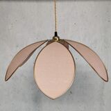 Suspension flower lamp 6 petals linen nude