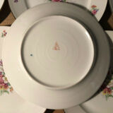 Set of 12 dessert plate in Limoges porcelain PCL with floral decoration
