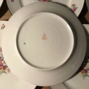 Set of 12 dessert plate in Limoges porcelain PCL with floral decoration