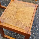 Set of 8 chairs in elm and straw by Maison Regain