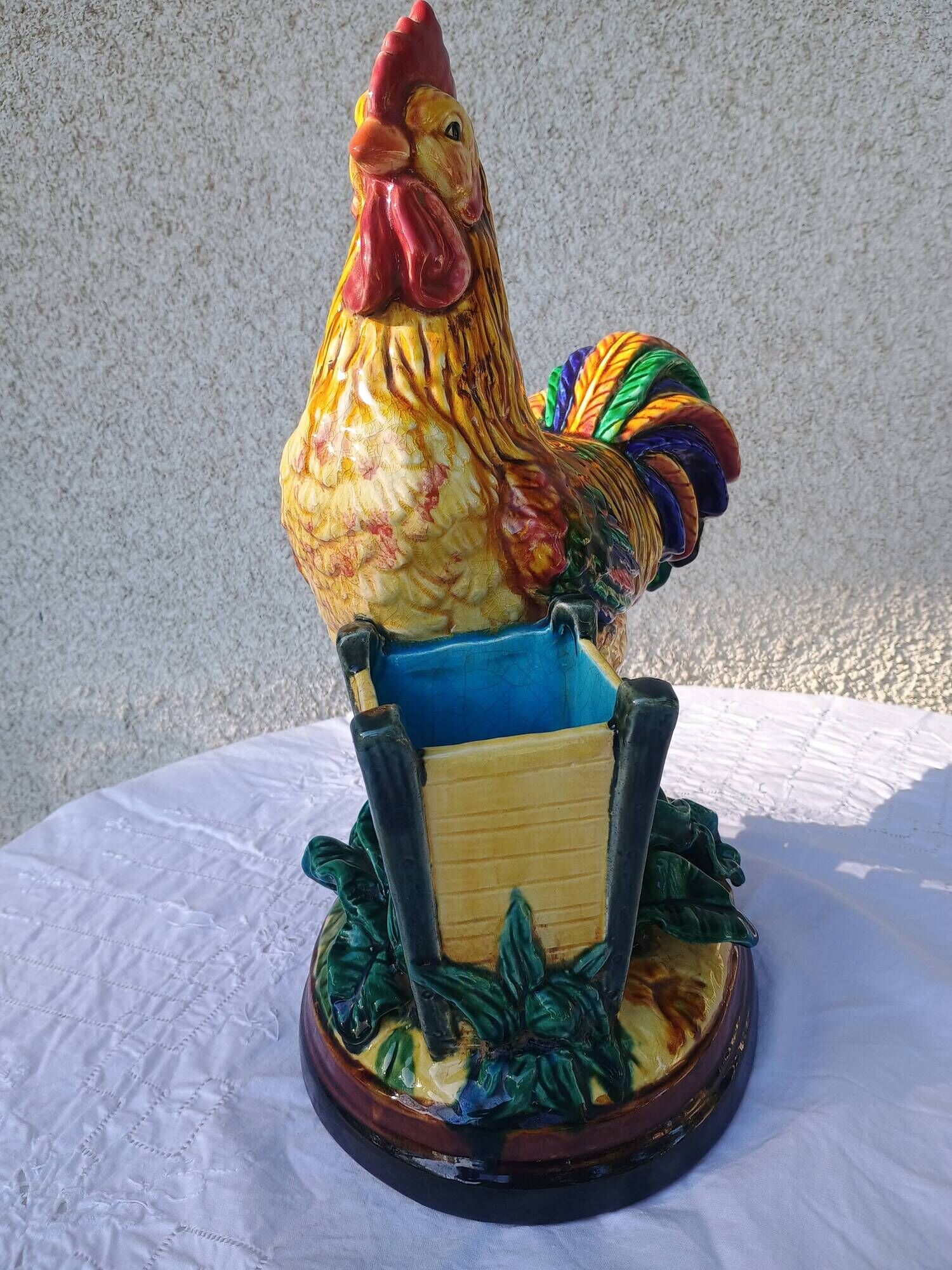 Cigarette case - Cigar pot - Rooster figurine - glazed ceramic