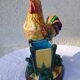 Cigarette case - Cigar pot - Rooster figurine - glazed ceramic