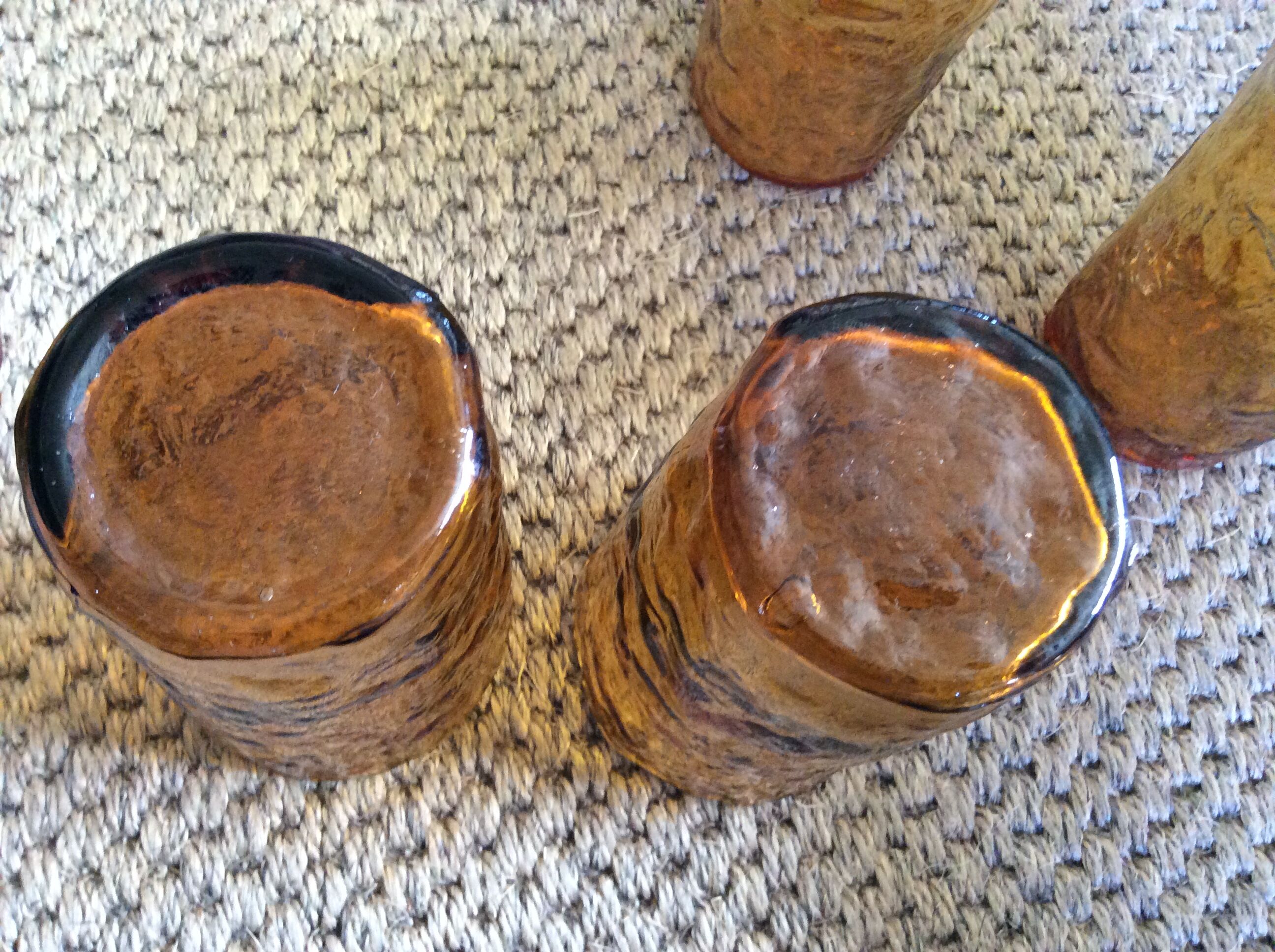 Series of 6 amber glasses