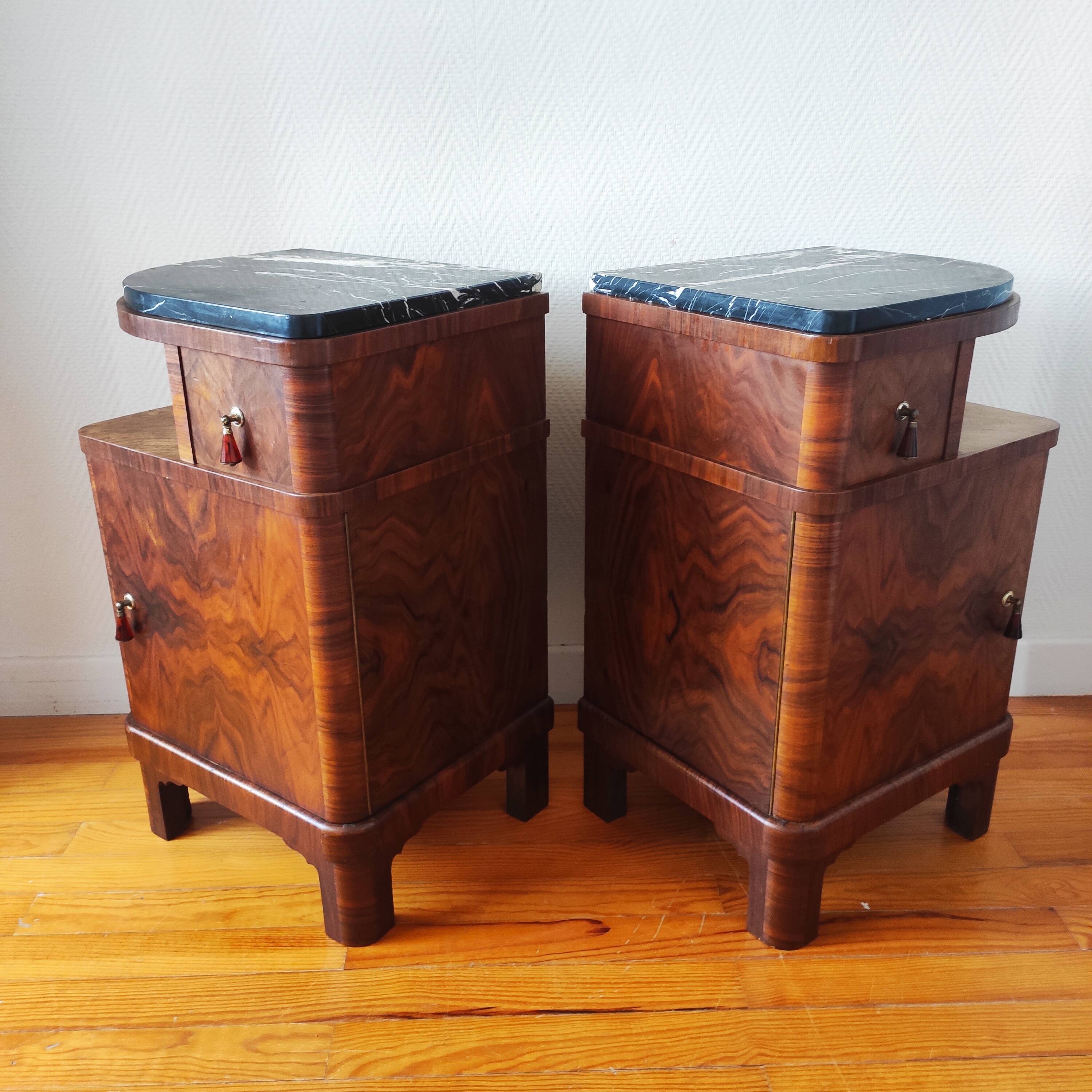 Pair of art deco bedside tables