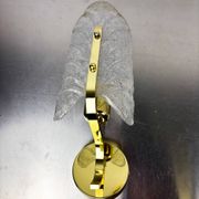 Mid-century frosted leaf sconce, textured Murano glass & gilt details, circa 1960s