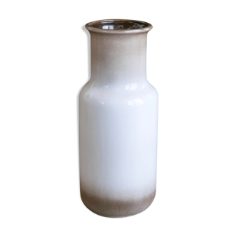 Vase en céramique blanc et marron West Germany, années 60