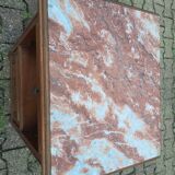 Bedside table chene and pink marble