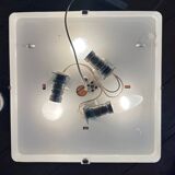 Very large vintage square Holophane wall light or ceiling light.