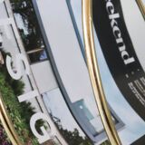 Mid century swan magazine rack by maison jansen