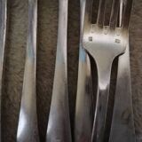 12 Art Deco silver metal bistro forks