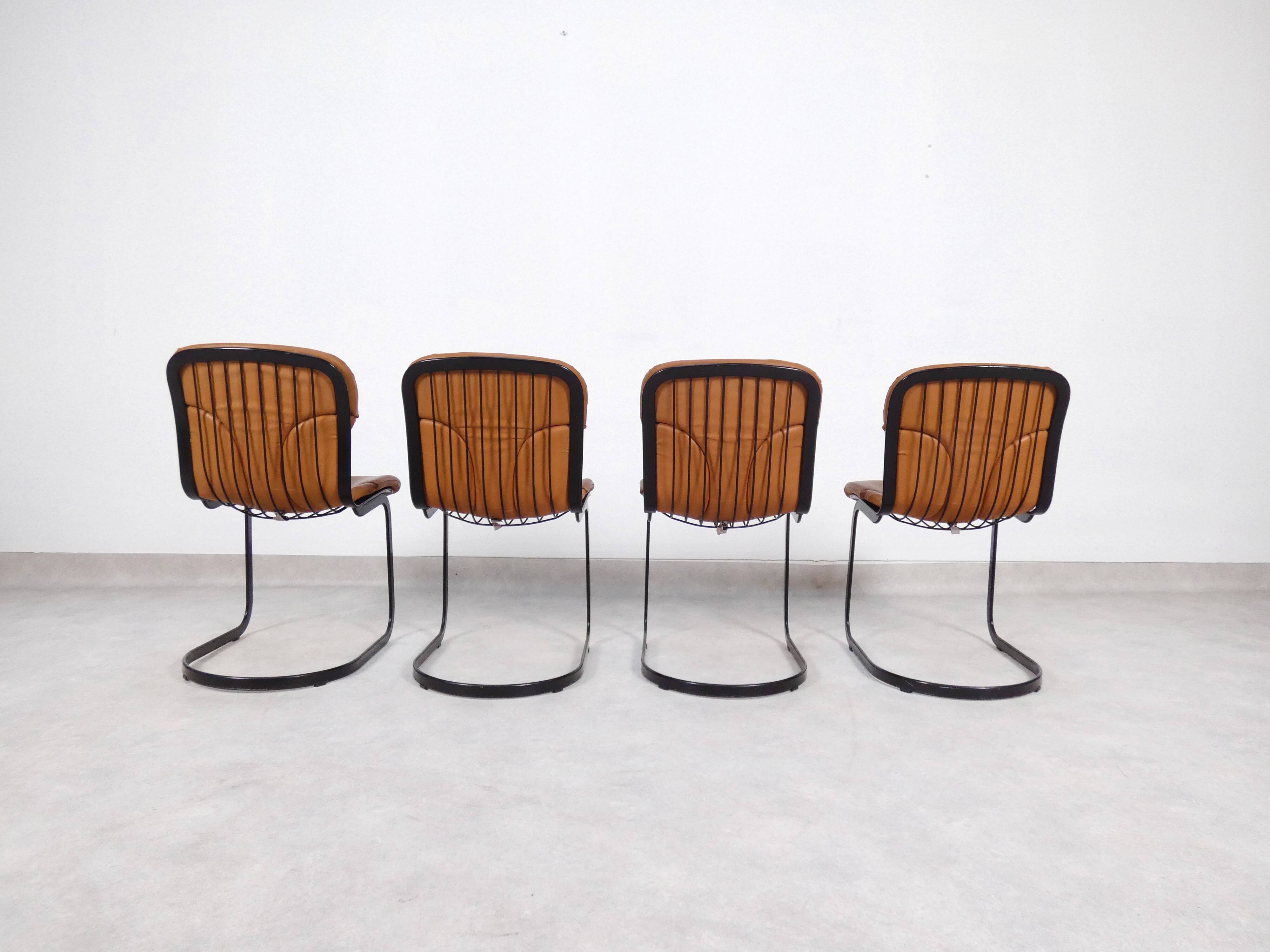 Chaises Willy Rizzo pour Cidue Italie - cuir