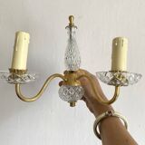 Pair of double glass and metal wall lights, 1960s