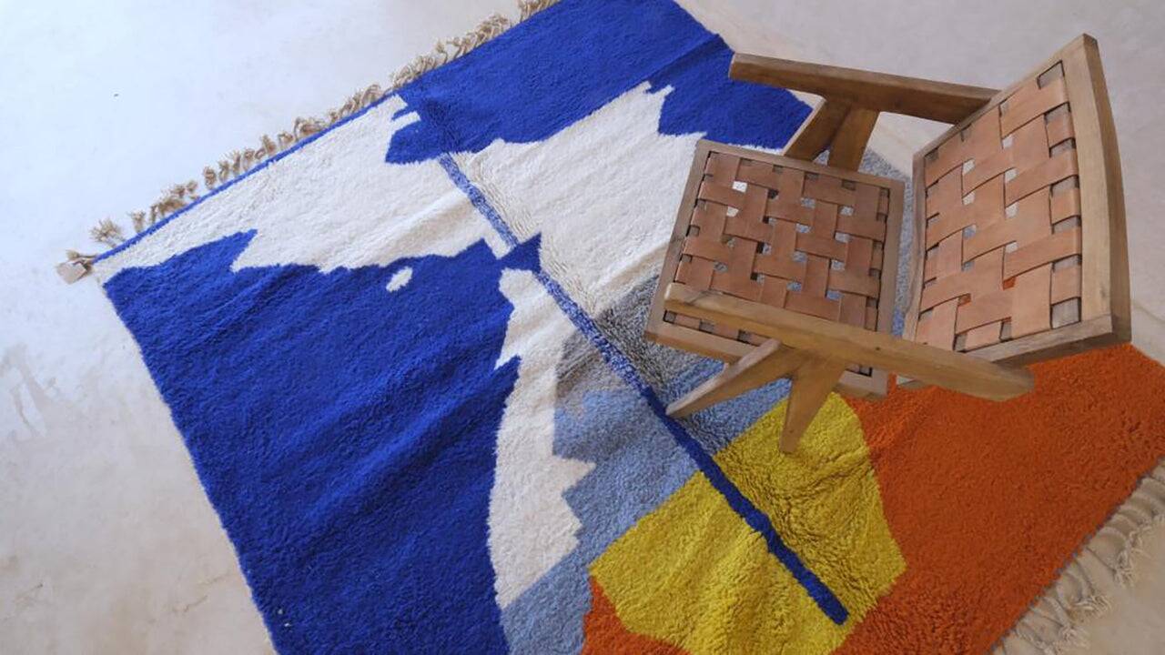 Custom-made traditional hand-woven wool Berber rug