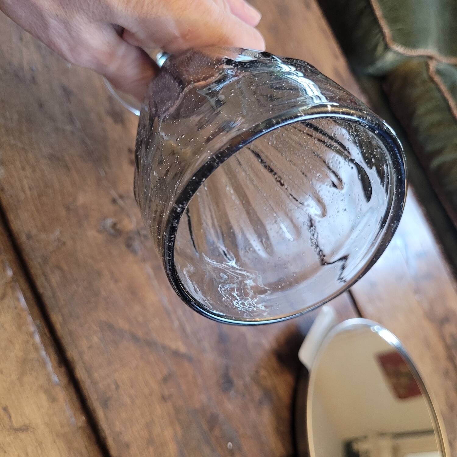 Footed glass La Rochère, 70's bubble glass