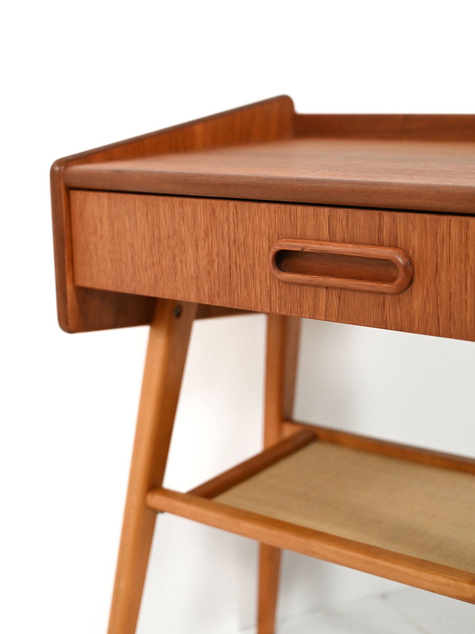 Scandinavian teak bedside table with shelf