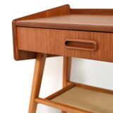 Scandinavian teak bedside table with shelf