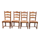 4 solid wood dining chairs with straw seats, 102cm
