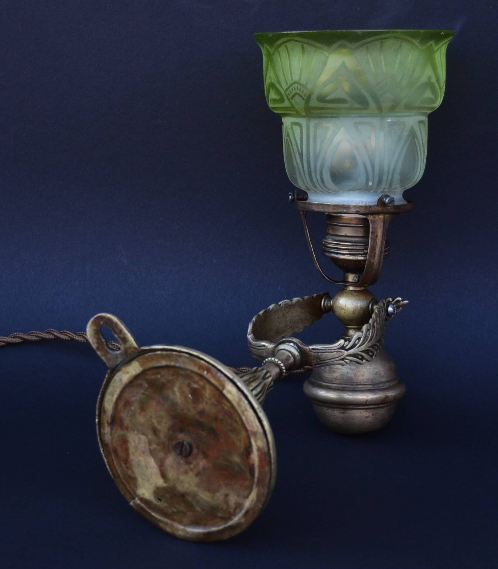 Antique Brass Gimbal Table Lamp Navy Ship Marine Massive Brass - Wall Light