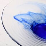 Vintage Bormioli Rocco Art Glass Bowl: Cobalt Blue Swirl Centerpiece