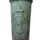 Vintage stone pot / vase with medallion
