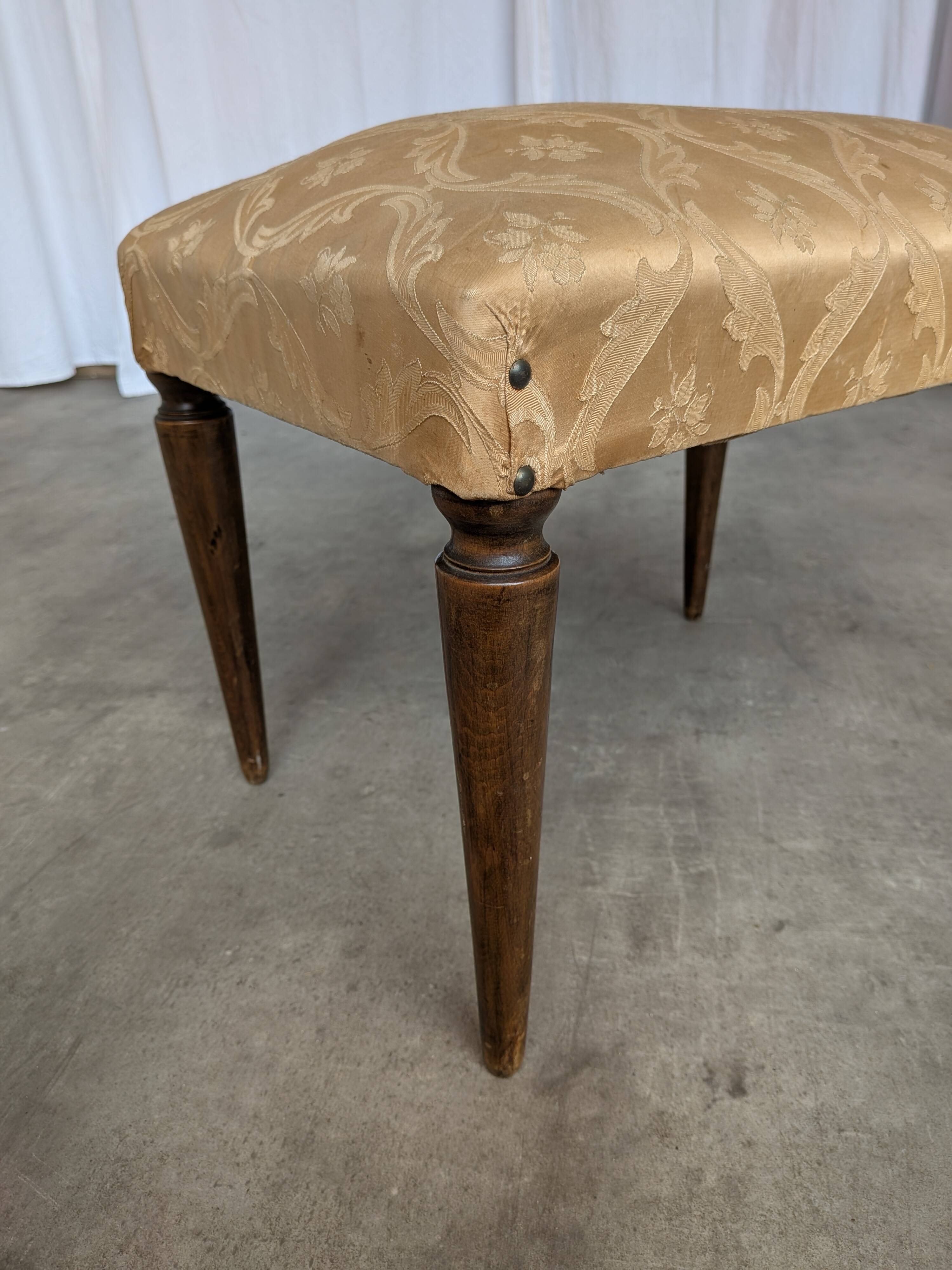 Vintage Gold Fabric Foot stool: Mid-Century Ottoman Tabure, 1970s