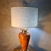 lamp, deluxe, vintage light from 1975 to 80, faux wood new lampshade
