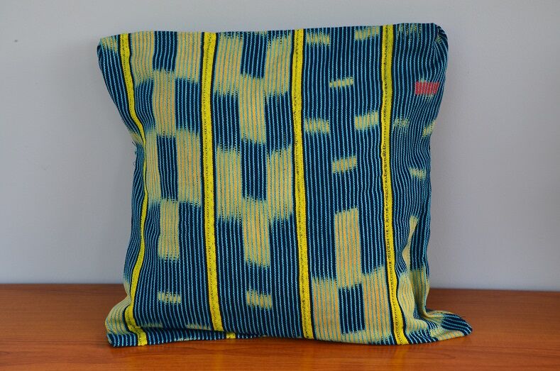 Blue Baoulé fabric cushion cover