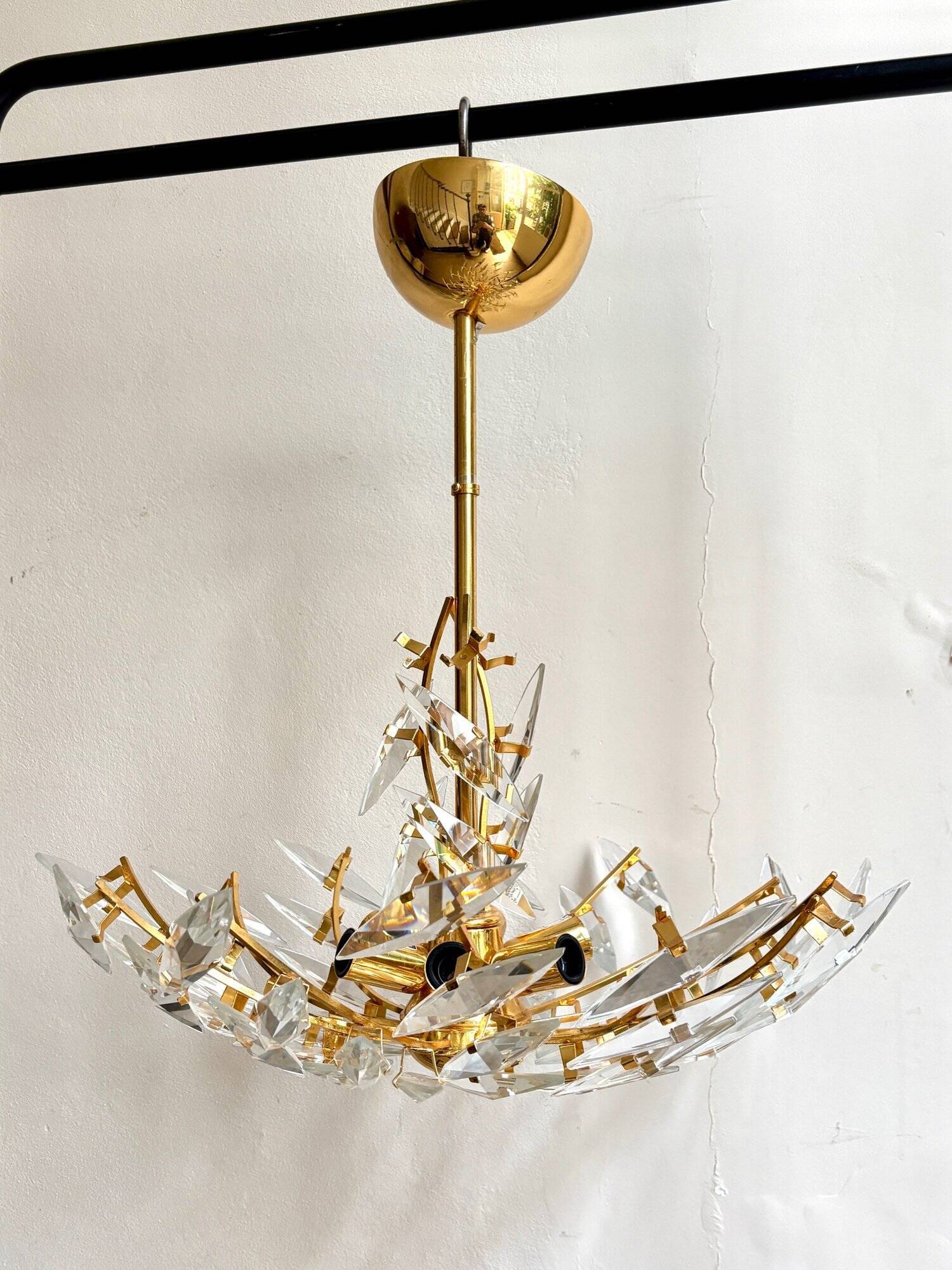 Rafael Tormo 6-light chandelier in gold metal and transparent tassels