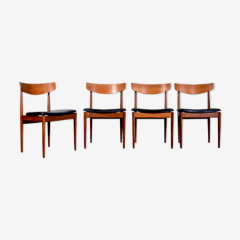 Set of 4 vintage midcentury afromosia and leatherette chairs by Kofod Larsen for G-Plan