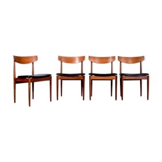 Set of 4 vintage midcentury afromosia and leatherette chairs by Kofod Larsen for G-Plan
