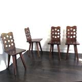 Lot de 4 chaises brutalistes vintage 50's