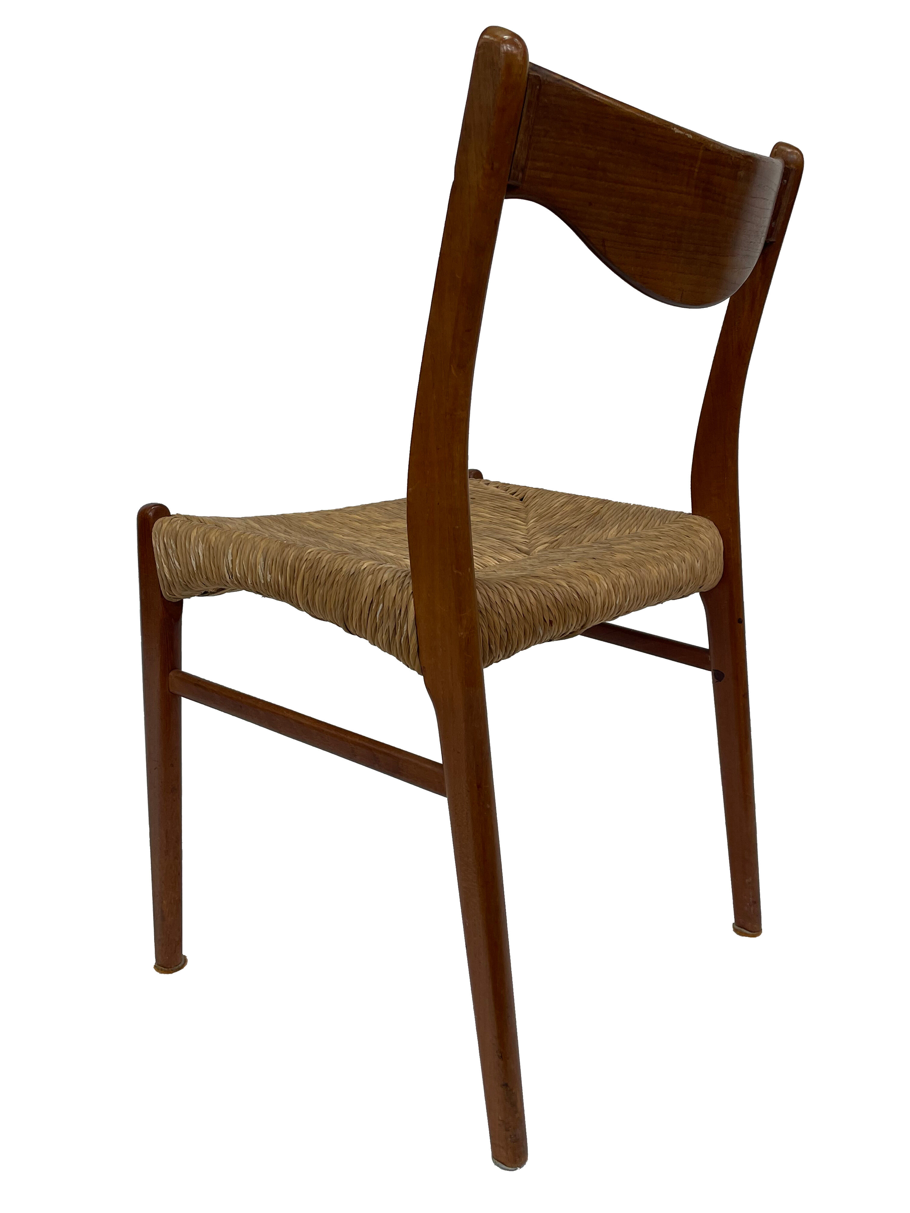 Mid-century teak dining chair by Arne Wahl Iversen for Glyngøre Stolefabric
