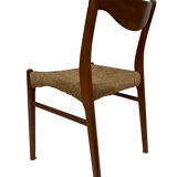 Mid-century teak dining chair by Arne Wahl Iversen for Glyngøre Stolefabric