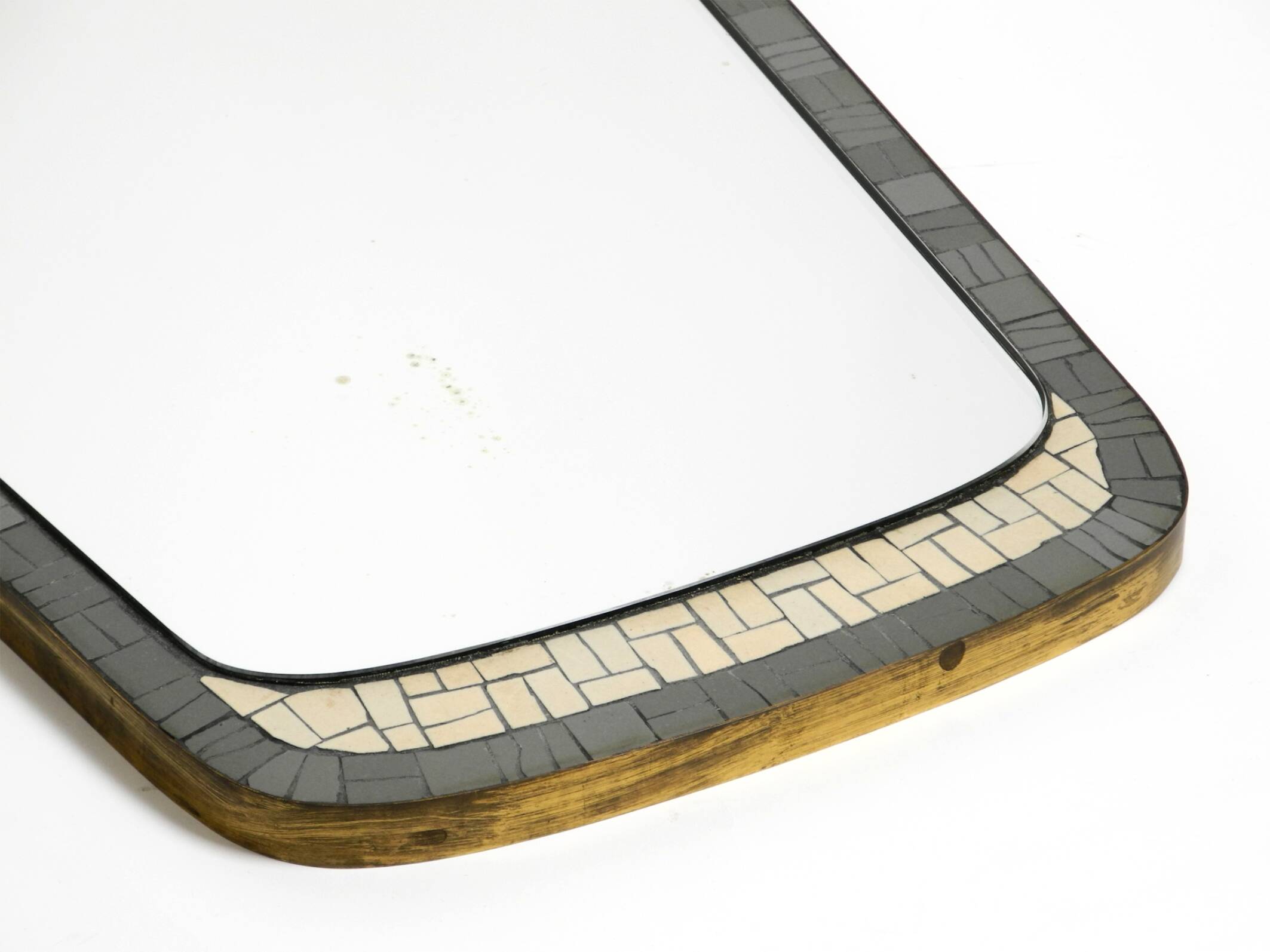 Mid Century mosaic wall mirror with brass frame by Münchner Zierspiegel