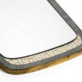 Mid Century mosaic wall mirror with brass frame by Münchner Zierspiegel