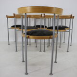 Set of 6 dining chairs by Börge Lindau for Bla Station Sweden 1990s