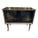 Illuminated bar cabinet Hollywood Regency black and gold 1970