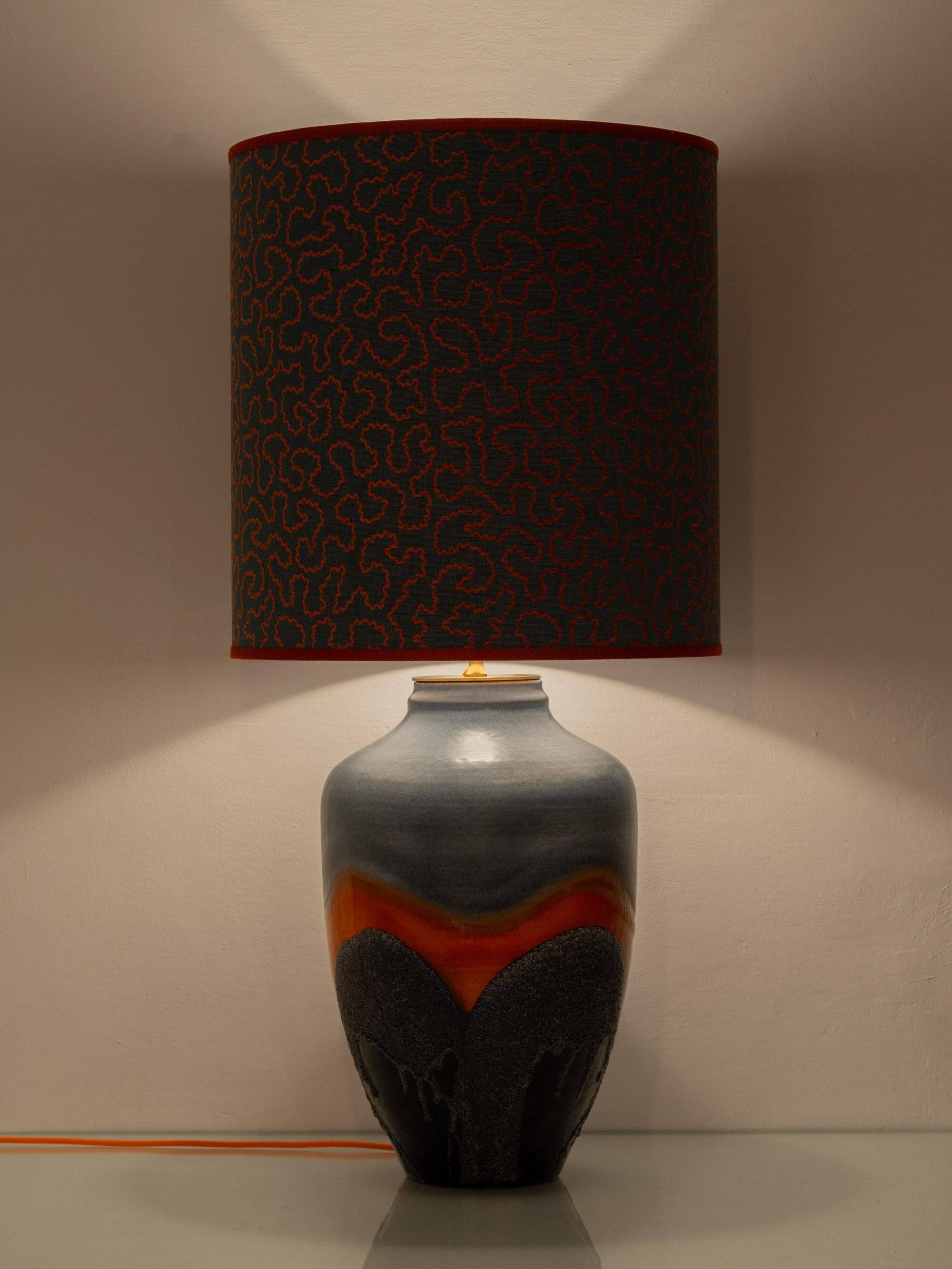 XXL Mid-Century Modern grey and orange ceramic table lamp Carstens Tönnieshof