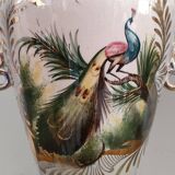 Pair of peacock vases by Hubert Bequet - Pearly ceramic - Belgium - 60s