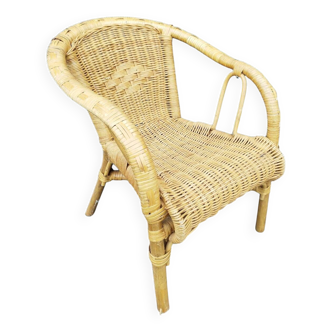 Rattan bamboo children's armchair