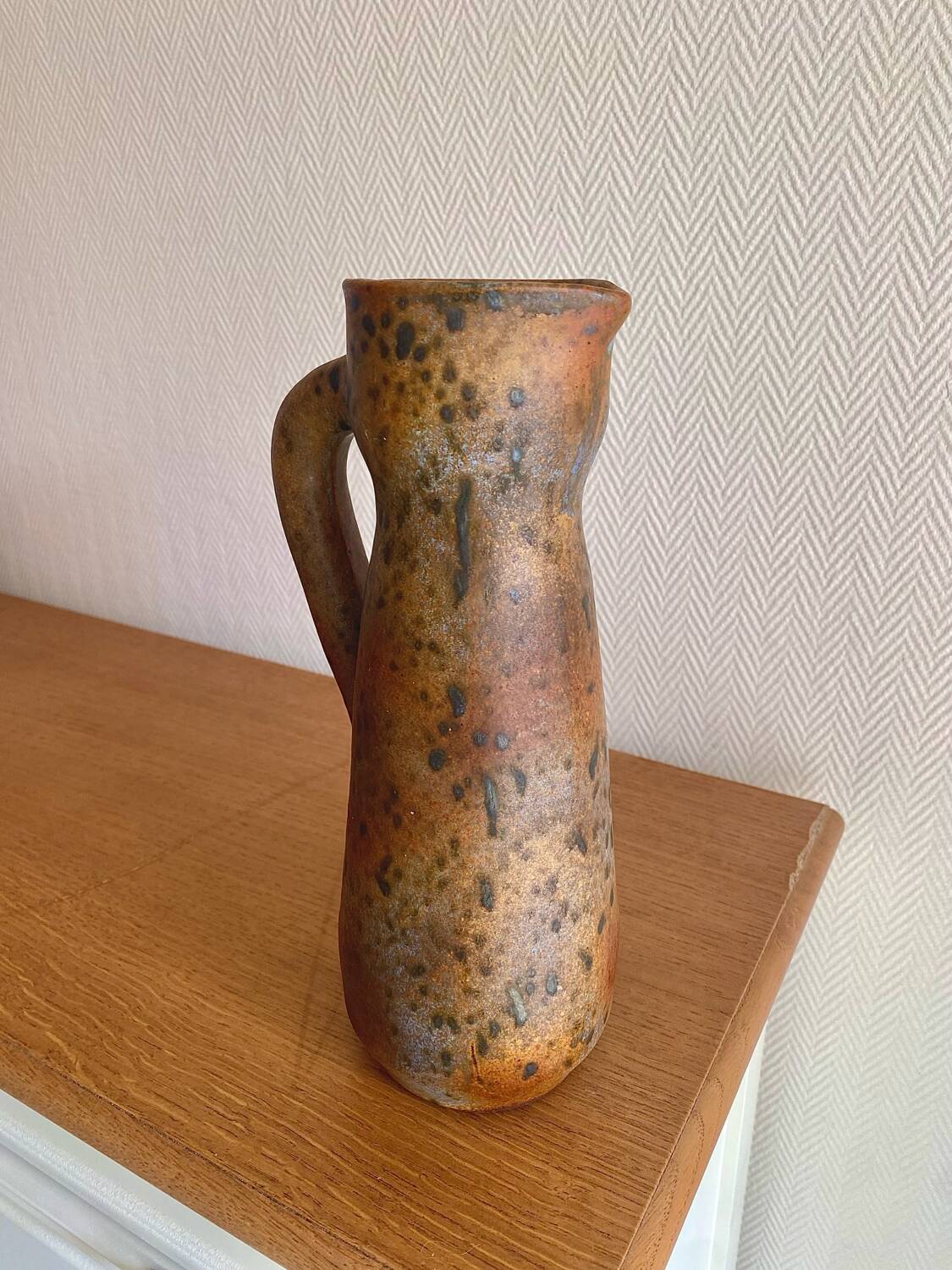 Vintage signed pyrite stoneware carafe