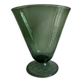 Vase design italien Médicis neo classique 1960 en verre soufflé vert XXL