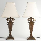 Chinoiserie Faux Rattan Amphora Table Lamps by Aneta, Sweden 1980's