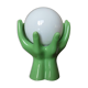 Hand green ceramic lamp and opaline white years 70
