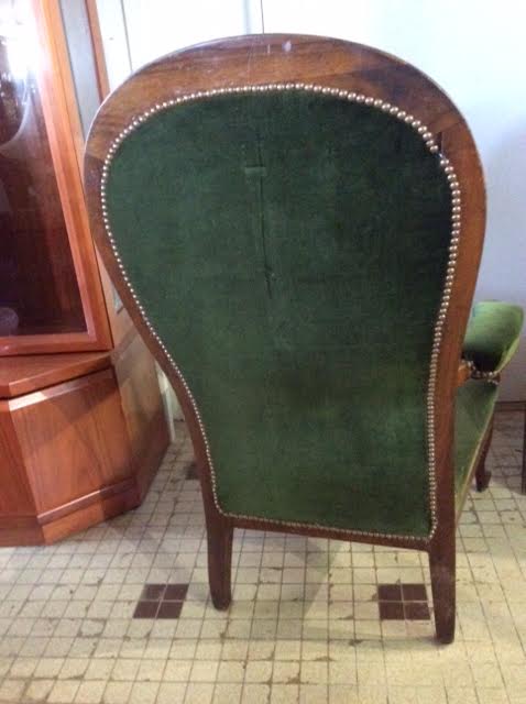 Voltaire with green velvet seat