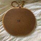 Miroir vintage 1960 pomme rotin osier bambou - 32 x 35 cm