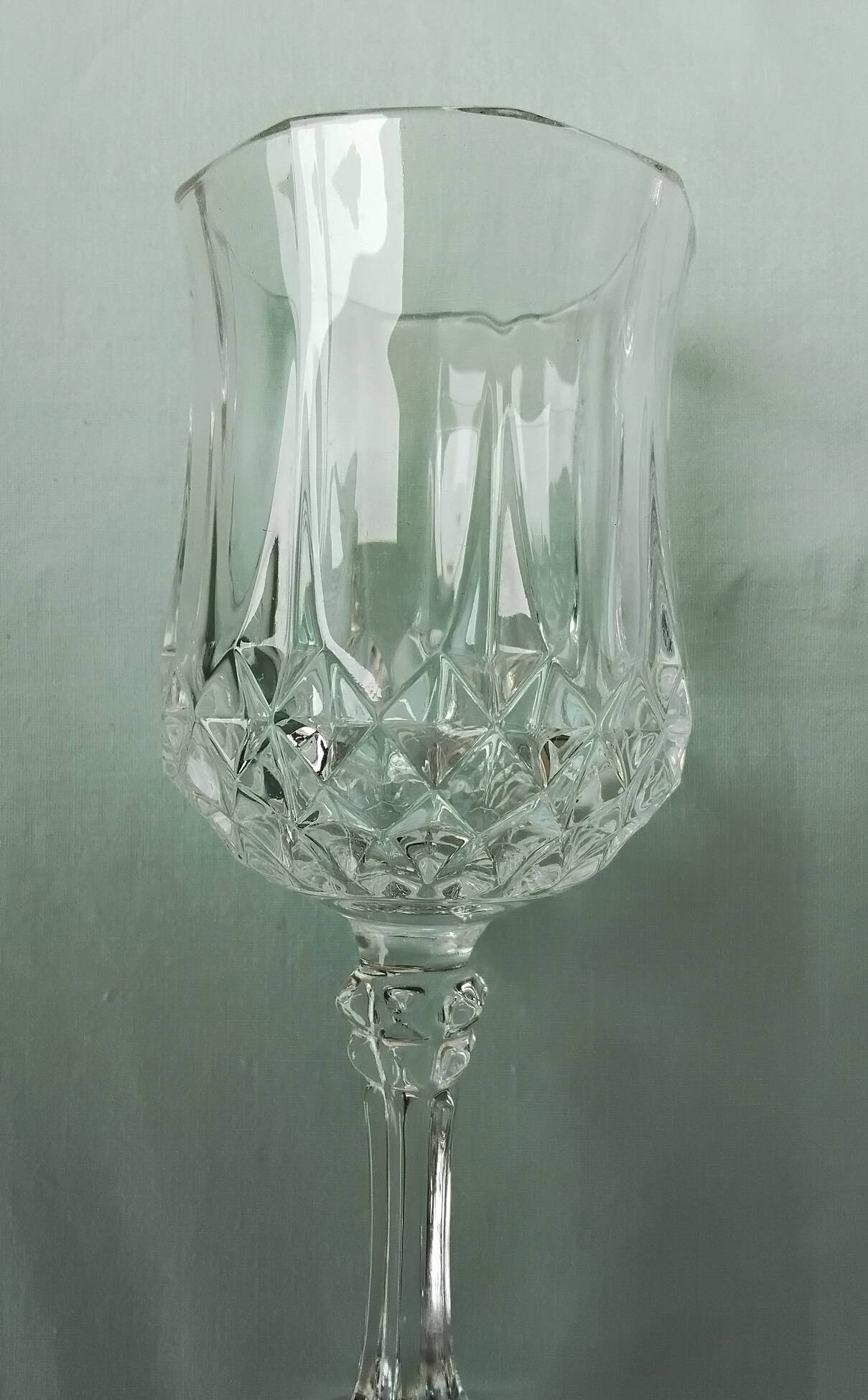 6 crystal stem glasses