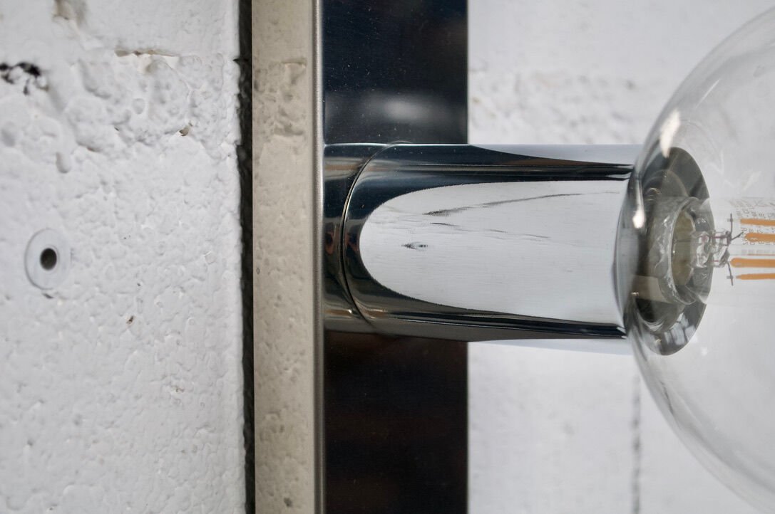 3 CHROME STEEL WALL LAMPS/CEILING LAMPS BY MOTOKO ISHII 70' YEARS STAFF PUBLISHER