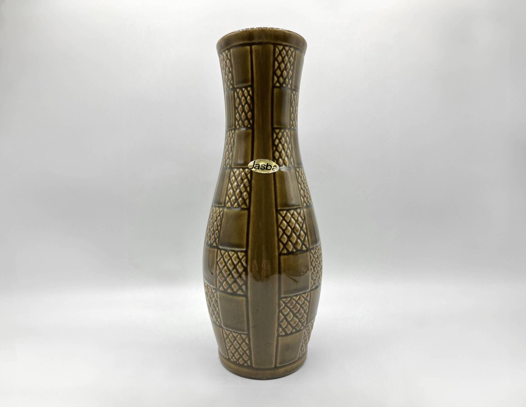 JASBA khaki glazed ceramic vase • West Germany • circa 1960