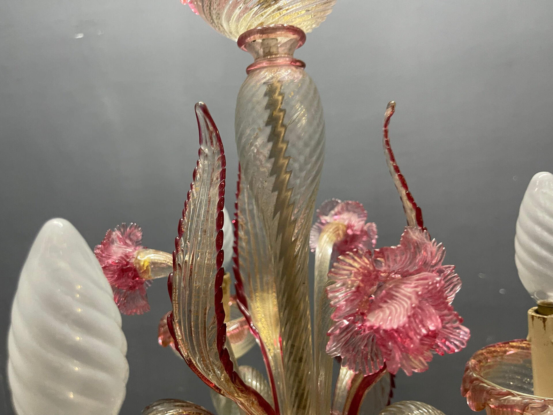 Venetian Pink Murano Glass Chandeliers Set of 2, 1960s